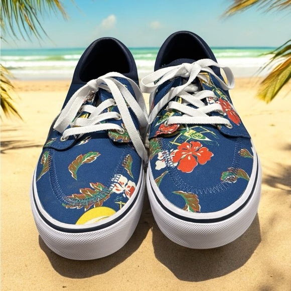 Polo by Ralph Lauren Faxon X Blue Floral Sneakers. Men’s Size 10.5 NWOB. - Picture 5 of 11